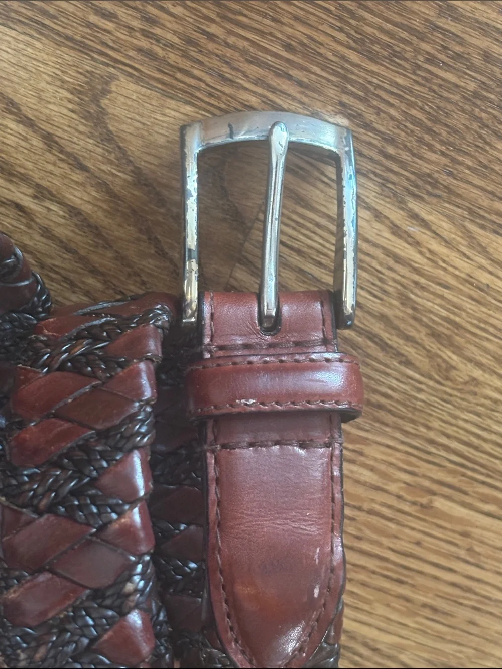 Vintage Men’s Brown Woven Braided Leather Belt Size 34/85 Boho Western EUC